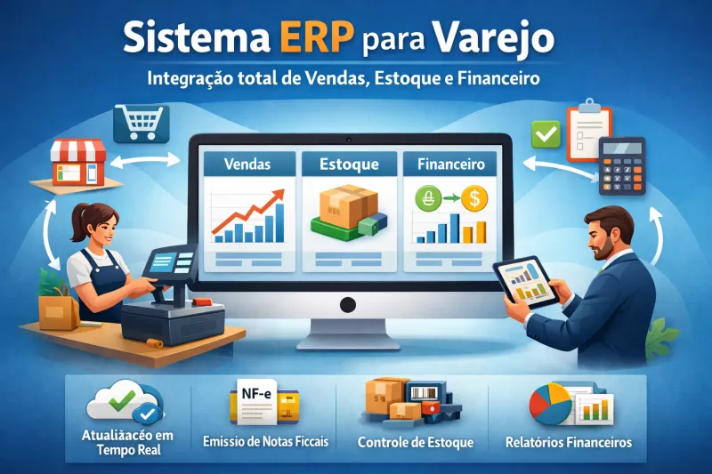 Sistema ERP para varejo: integração total de vendas, estoque e financeiro