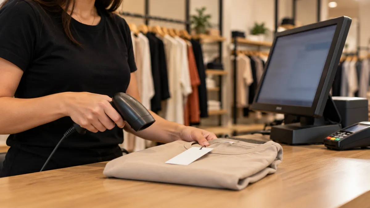 Atendimento no caixa da boutique