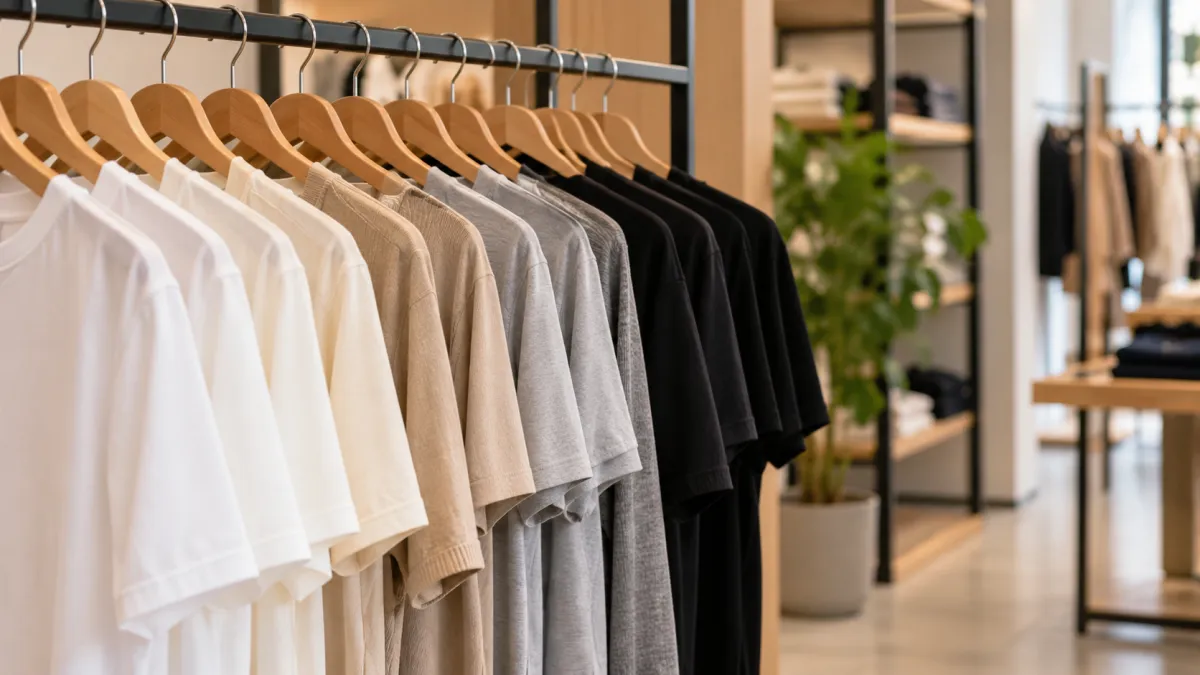 Araras de Roupas em Boutique Minimalista