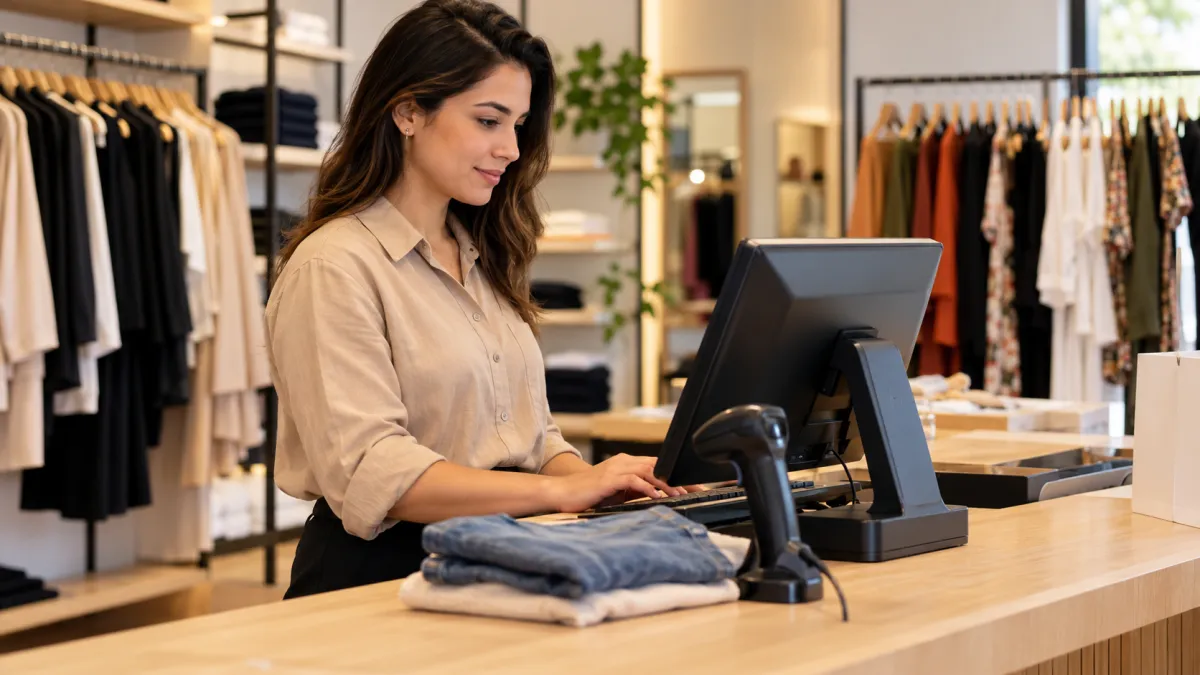 Atendente em boutique moderna