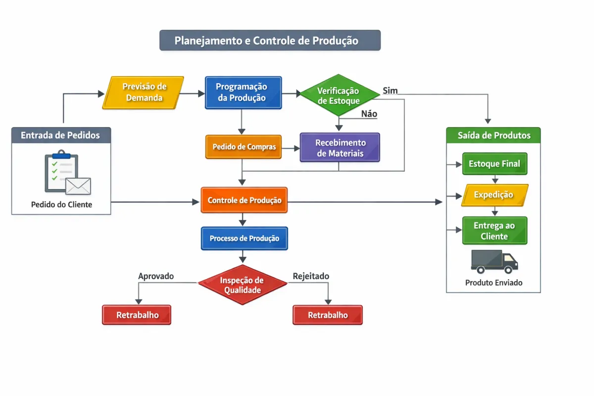 Fluxograma PCP na prática: como empresas reduzem atrasos usando modelos visuais inteligentes