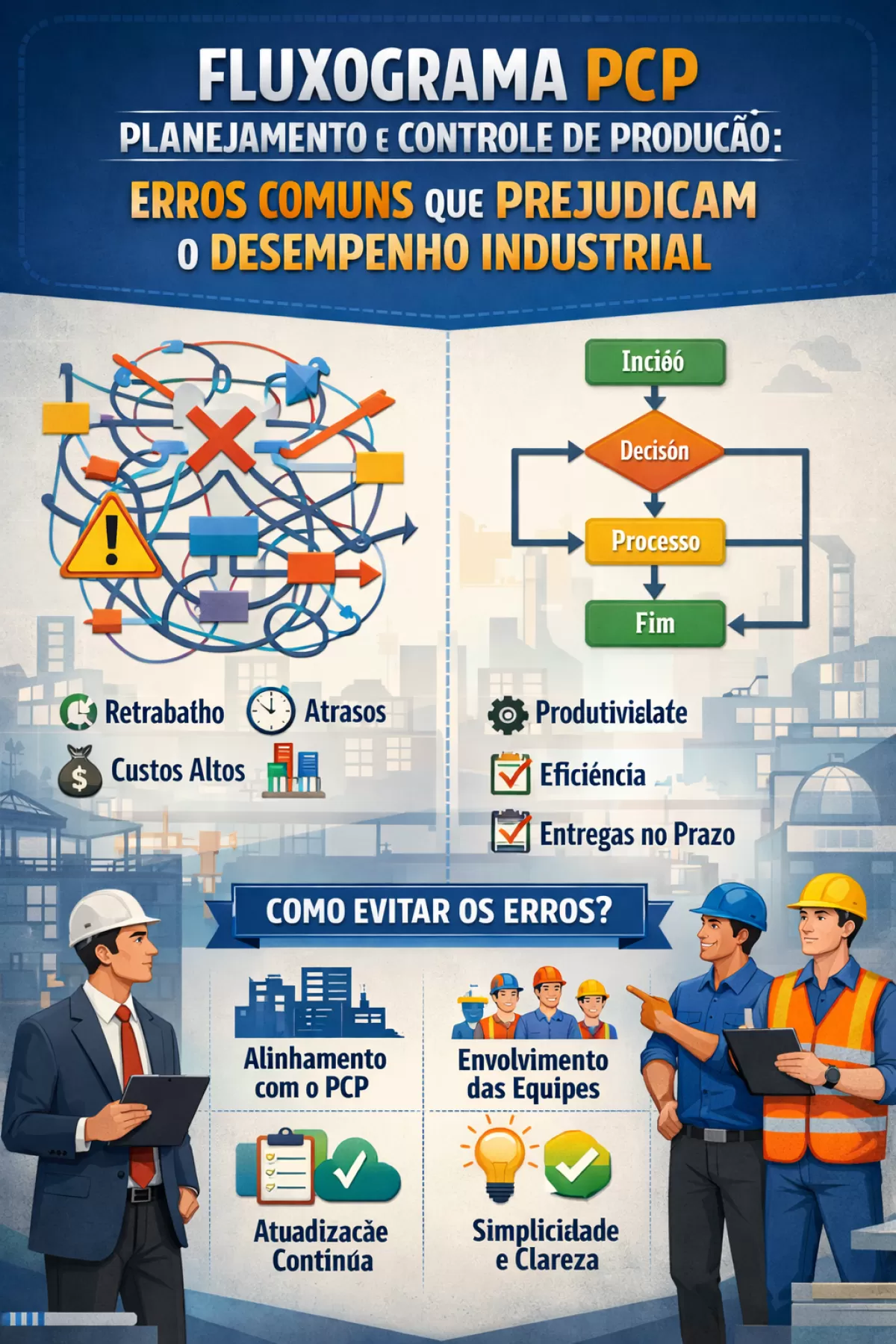 Fluxograma PCP Planejamento e Controle de Produção: erros comuns que prejudicam o desempenho industrial