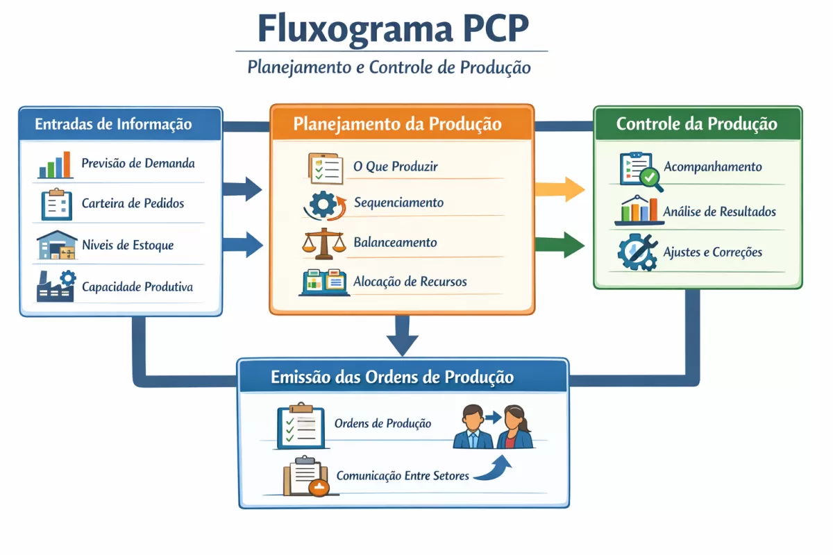 Fluxograma PCP Planejamento e Controle de Produção: Como Funciona e Qual sua Importância na Indústria