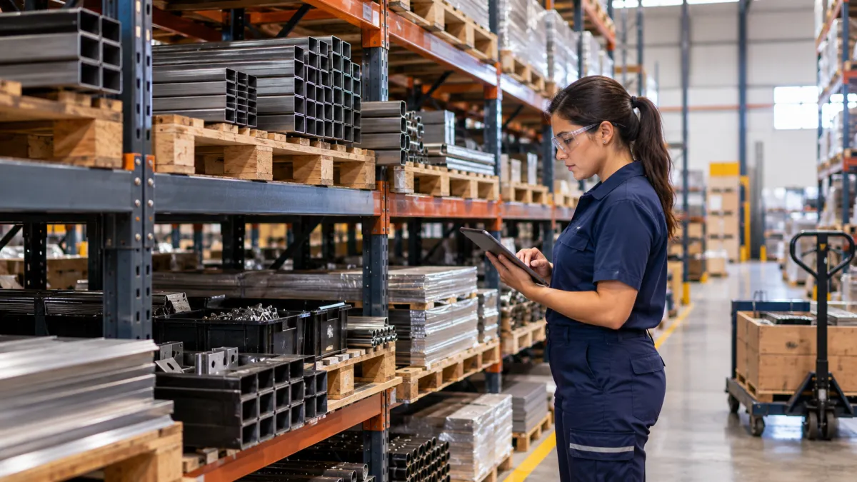 Organização de materiais e estoque industrial