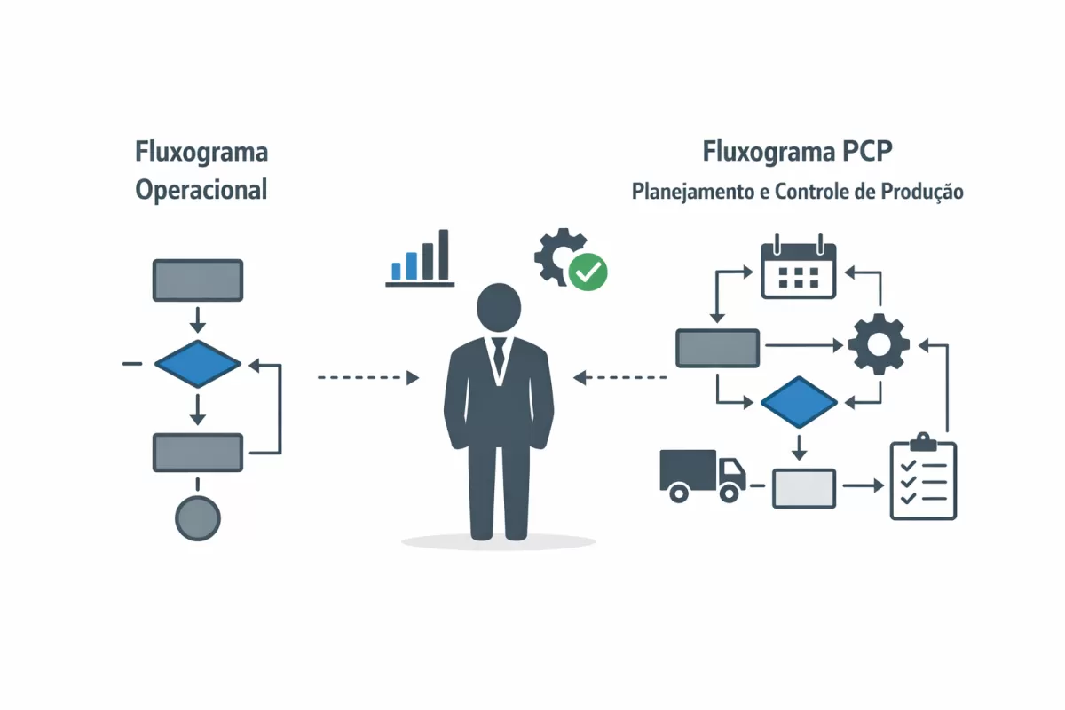 Diferença entre Fluxograma Operacional e Fluxograma PCP Planejamento e Controle de Produção