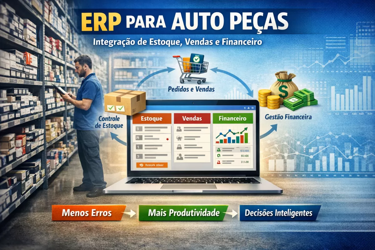ERP para auto peças: como integrar estoque, vendas e financeiro em uma única plataforma