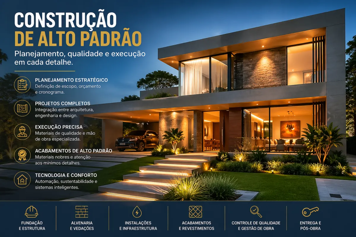 Etapas essenciais de uma construção de alto padrão bem executada