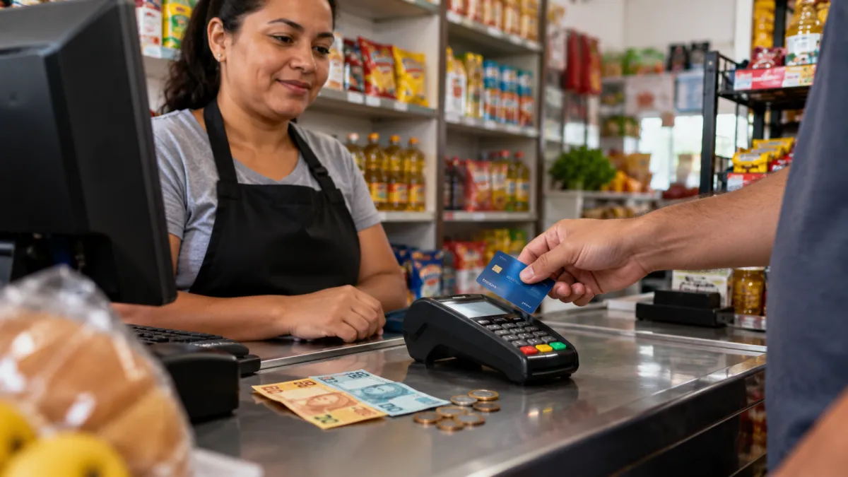Cliente realizando pagamento com cartão