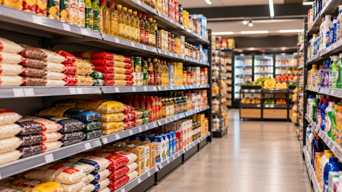 Corredor de Supermercado Bem Abastecido