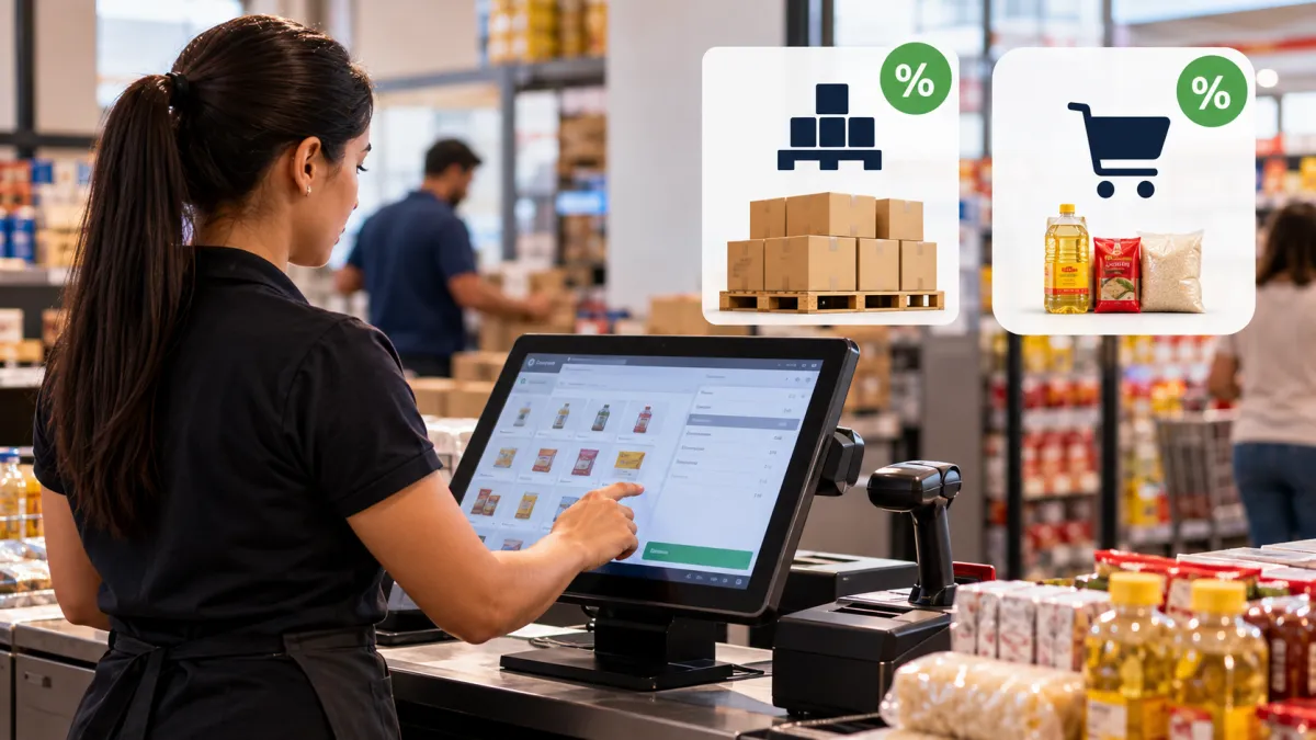 Sistema de ponto de venda utilizado para controlar diferentes condições comerciais.