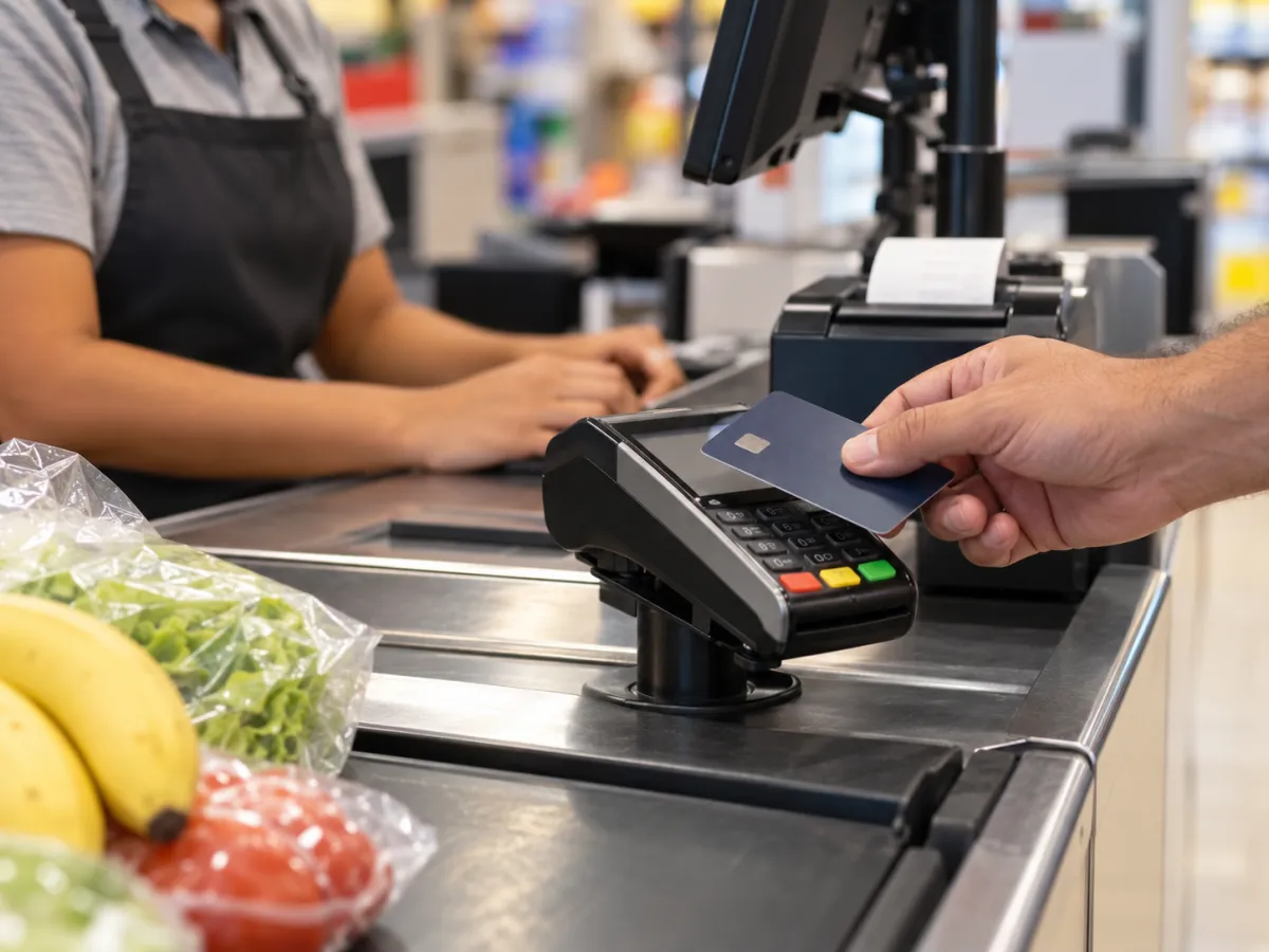 Cliente realizando pagamento com cartão