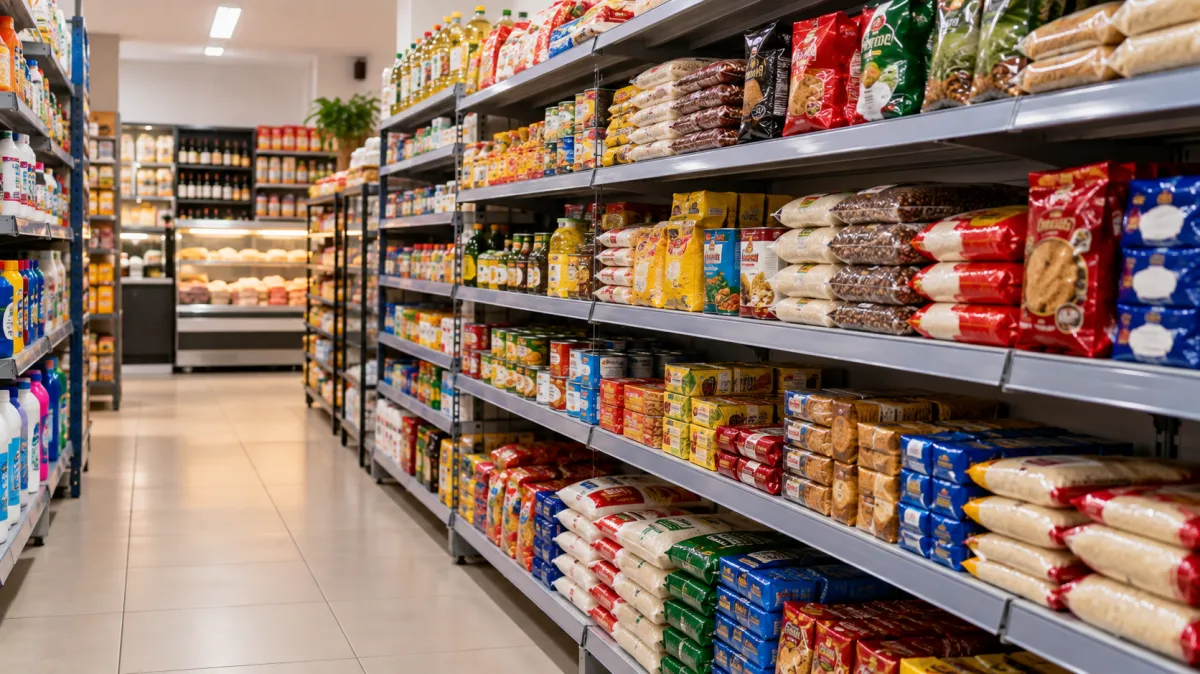 Produtos organizados nas prateleiras