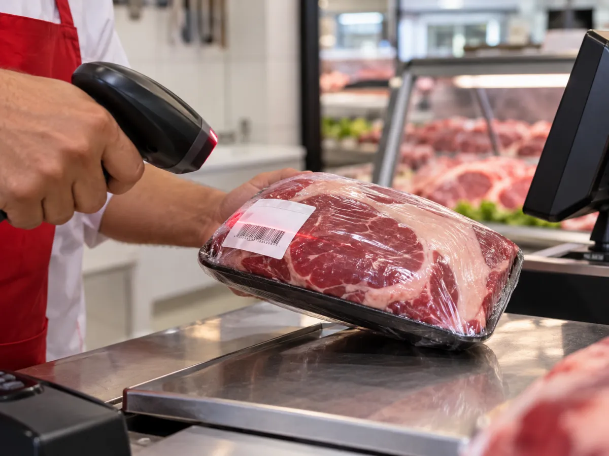 Corte de carne na balança