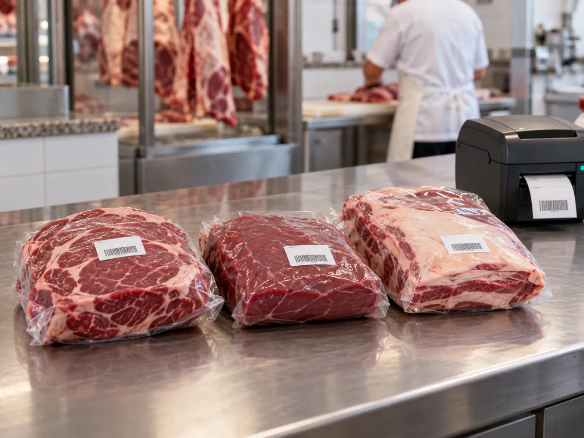 Carnes embaladas e etiquetadas