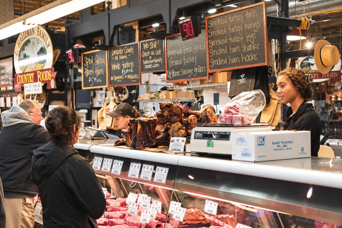Conferência da carne no balcão