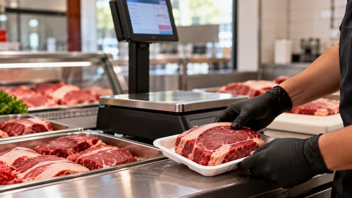 Açougueiro Embala Carne Fresca