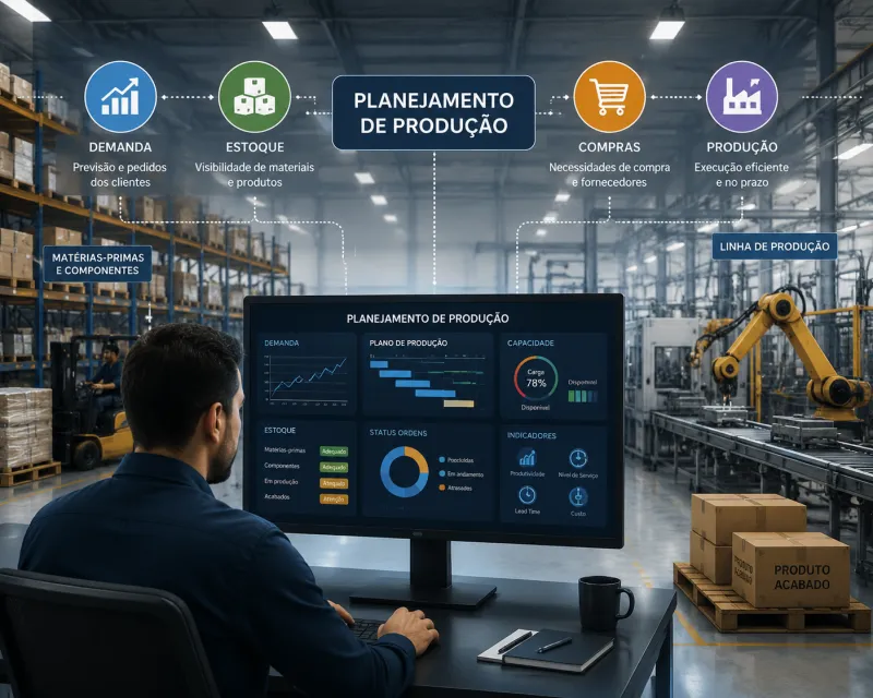 Planejamento de Produção e Gestão de Matérias-primas.