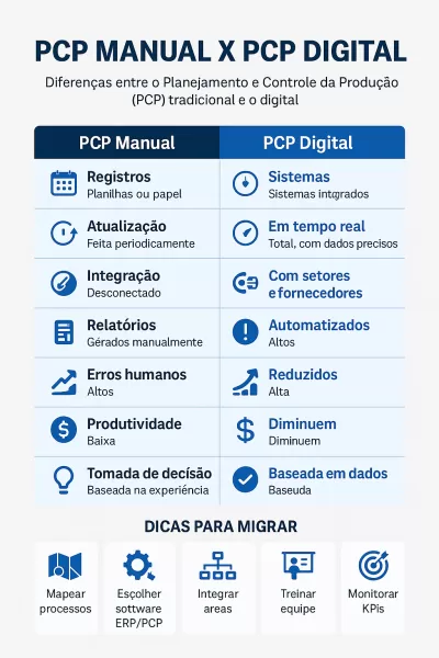PCP Manual x PCP Digital: Como o Planejamento e Controle da Produção Impacta a Eficiência da Indústria