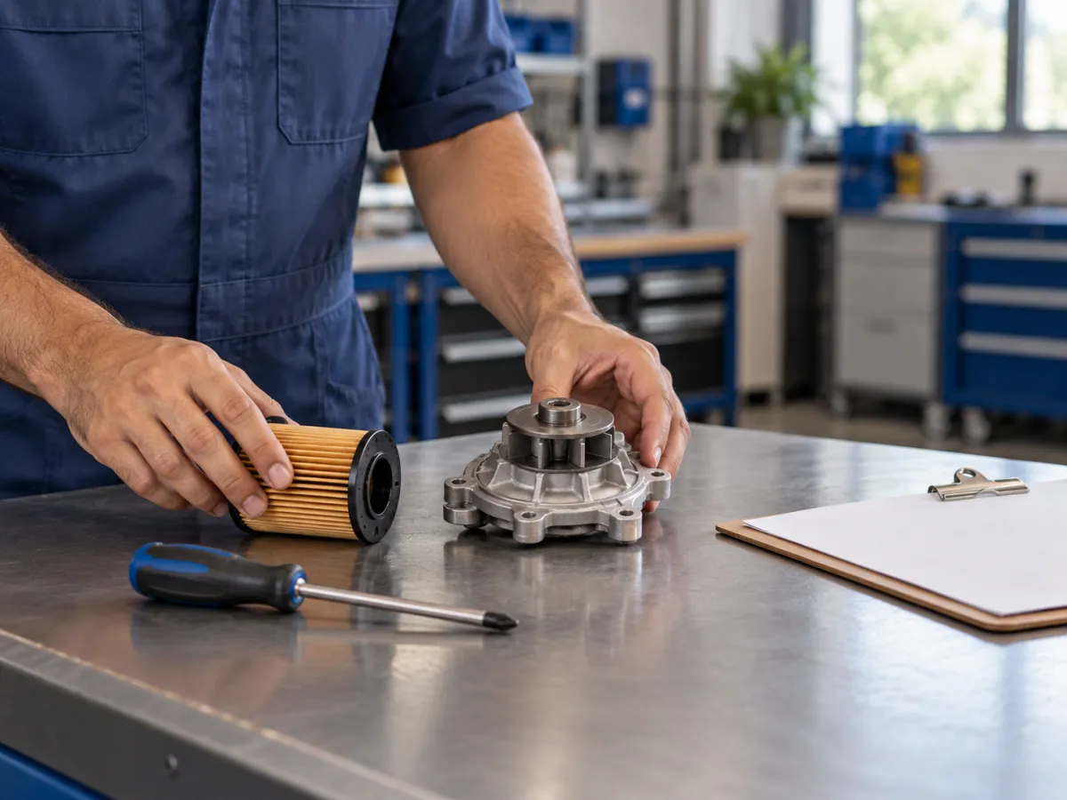 Técnico conferindo materiais utilizados