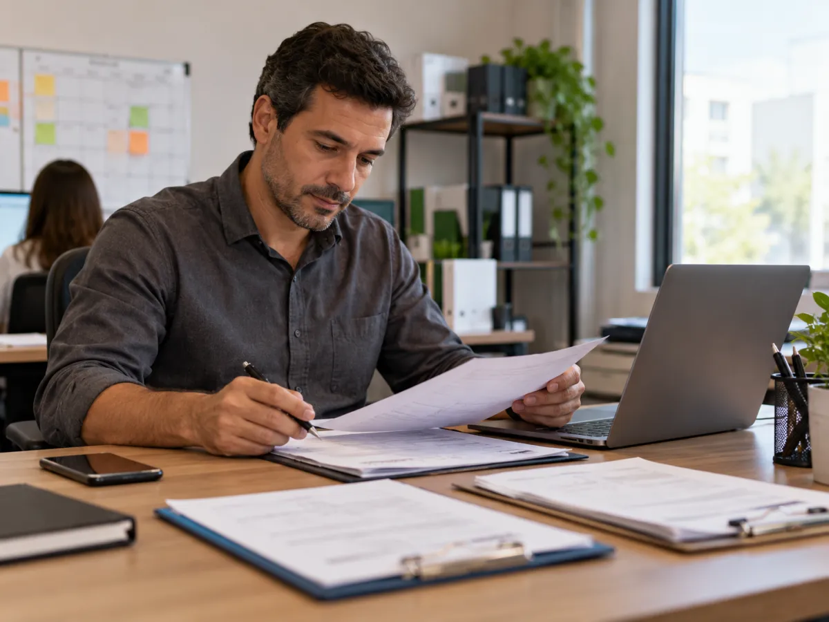 Técnico registrando informações de um equipamento