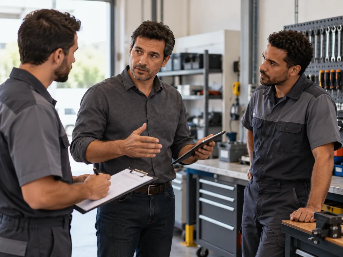 Supervisor distribuindo atividades entre técnicos