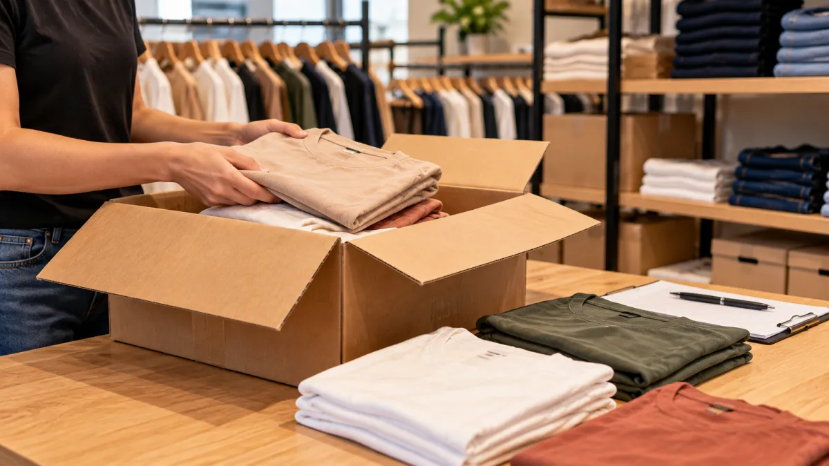 Organização de estoque de roupas