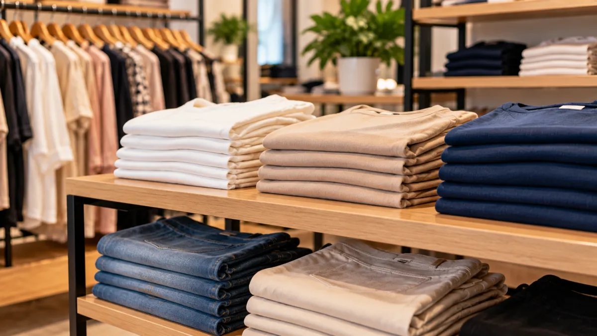 Boutique Aconchegante com Roupas Dobradas