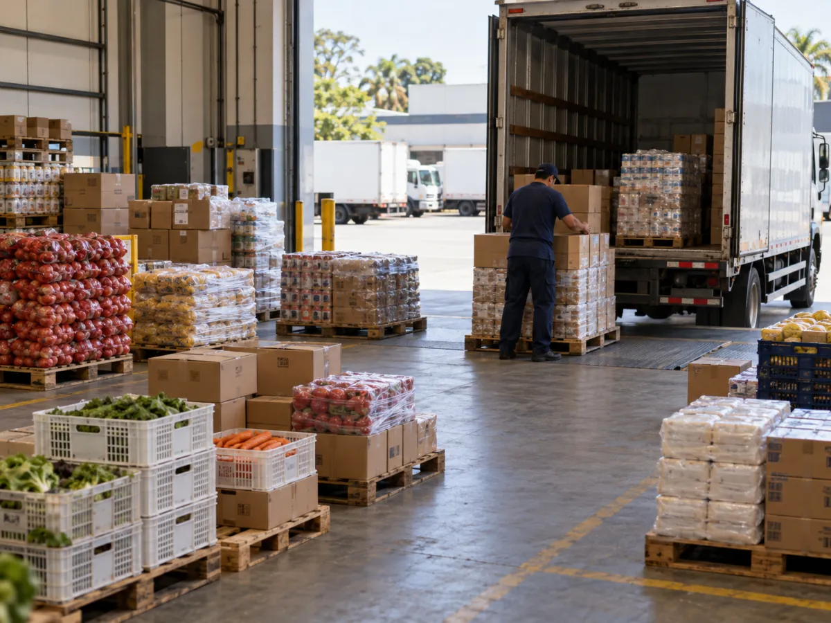 Caminhão sendo carregado na distribuidora