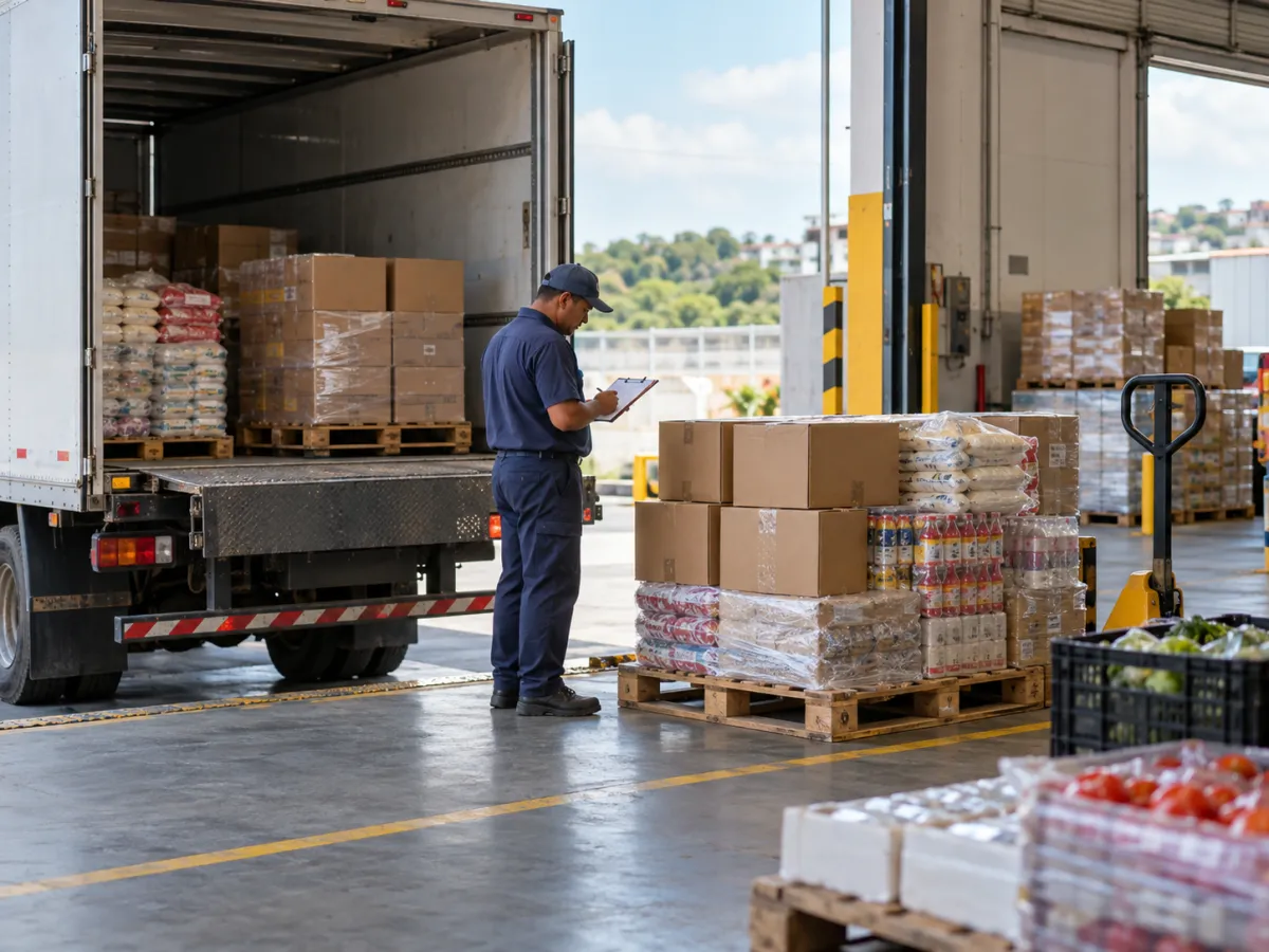 Caminhão recebendo mercadorias