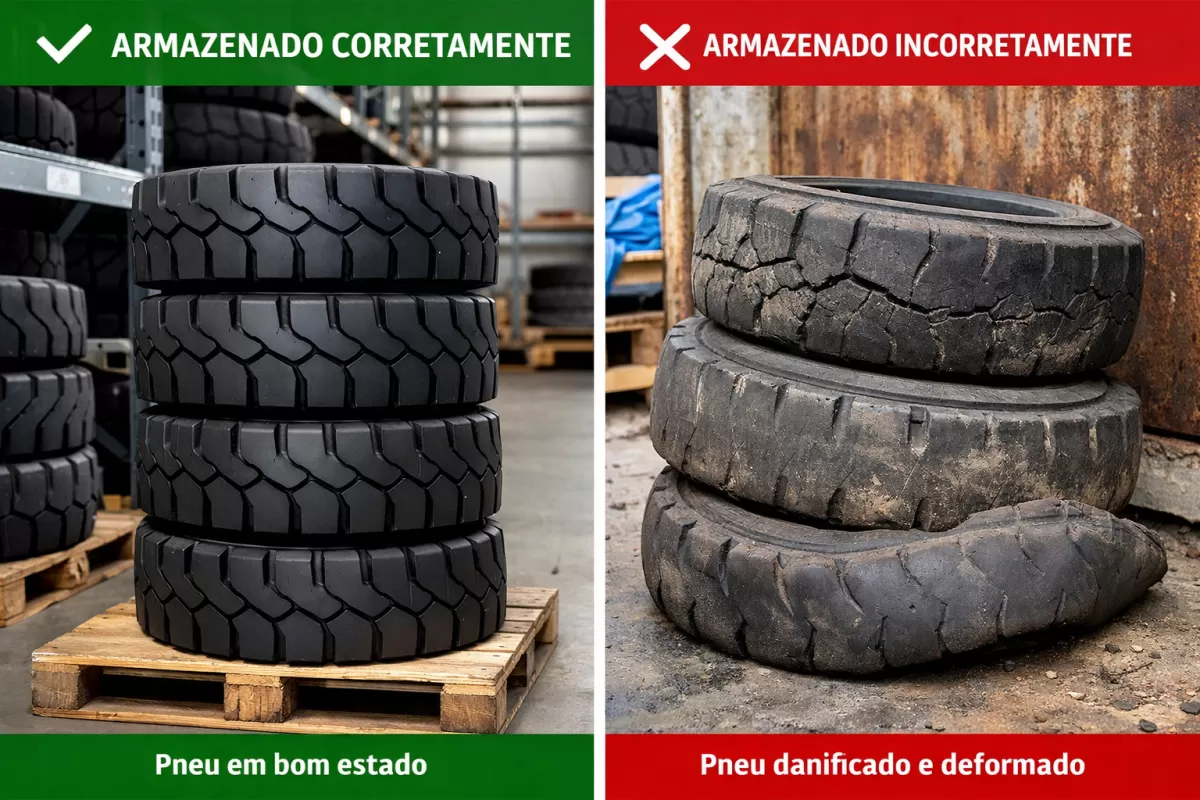 Como armazenar pneu de empilhadeira corretamente