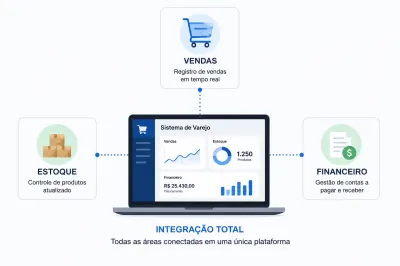 Sistema de Varejo Completo: Controle Estoque, Vendas e Financeiro em Um Só Lugar