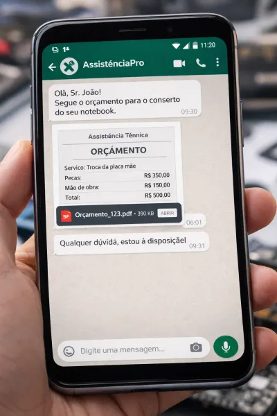 Programa para ordem de serviço para assistência técnica: como integrar com WhatsApp e aumentar a aprovação de orçamentos