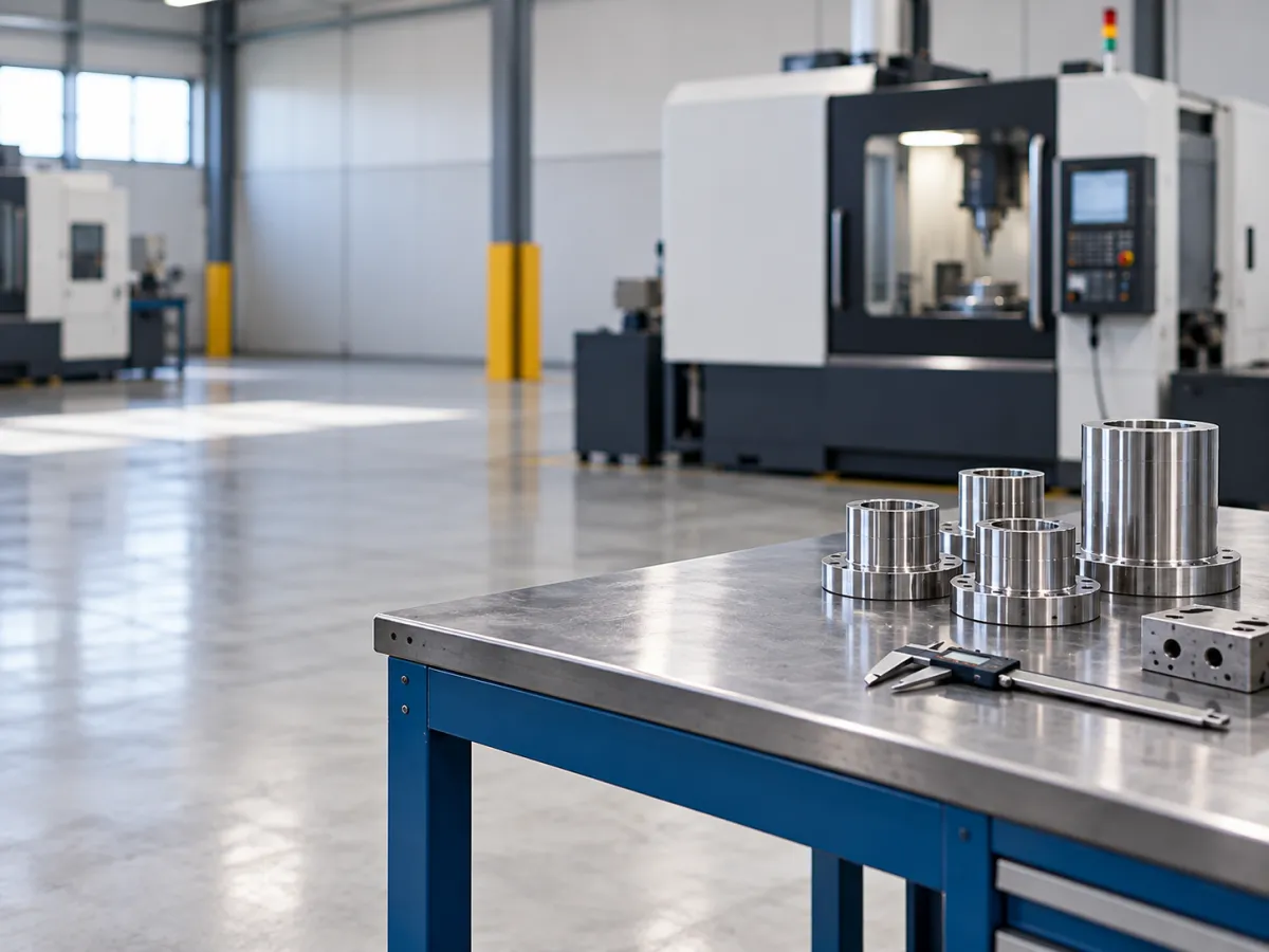 Oficina CNC com Peças Metálicas Usinadas