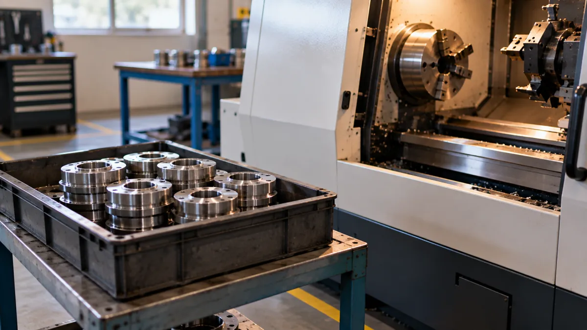 Peças Usinadas ao Lado do Torno CNC