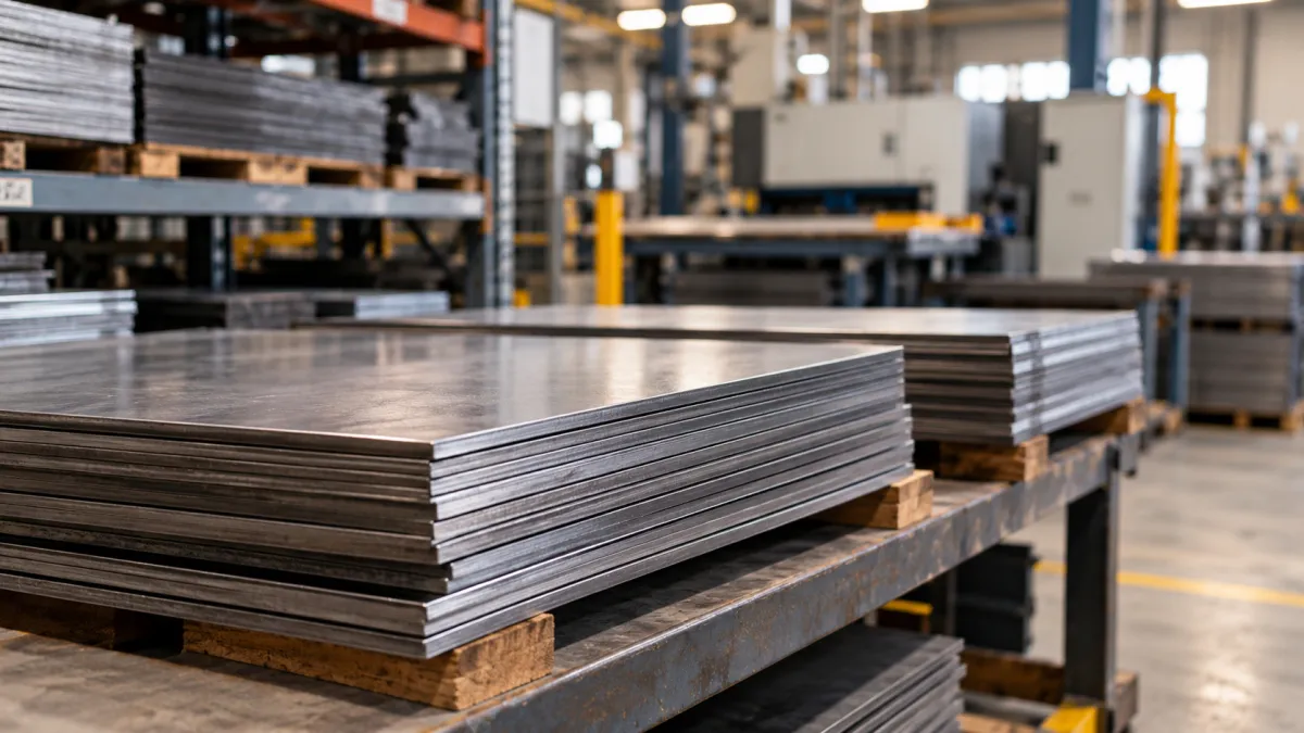 Chapas de Aço no Armazém Industrial