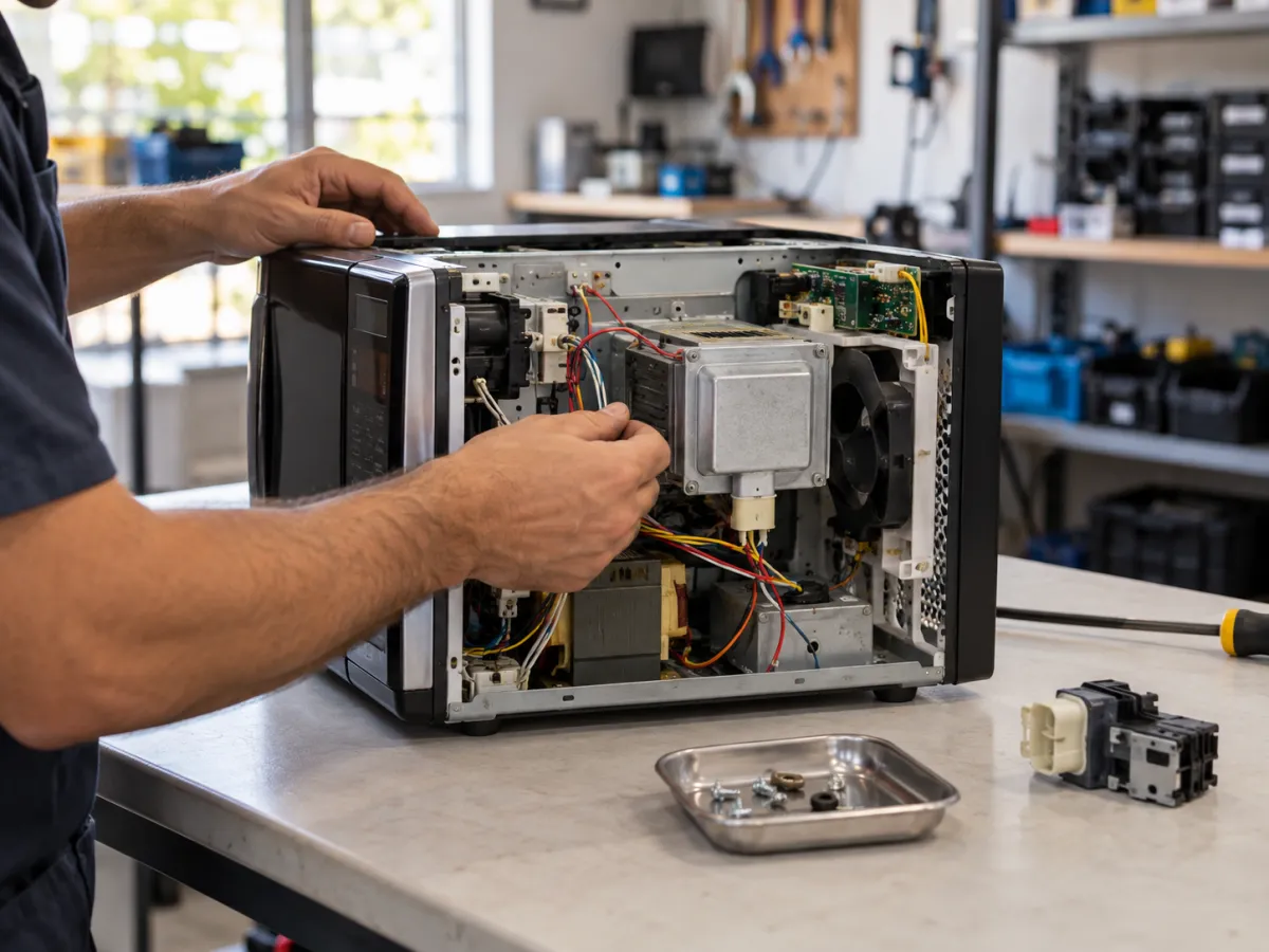 Técnico reparando equipamento