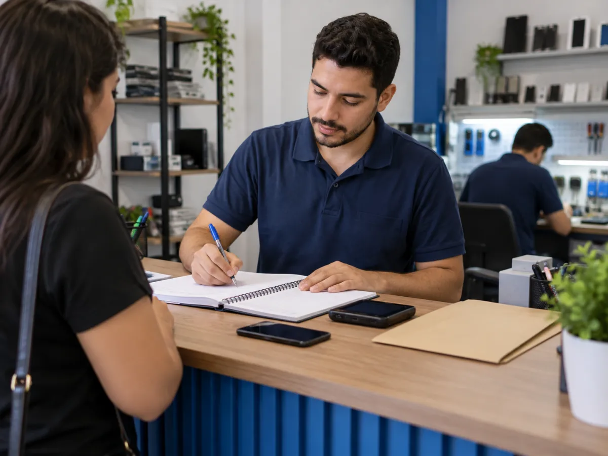 Atendimento ao cliente no balcão