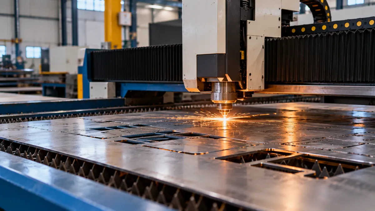 Corte a laser em oficina industrial