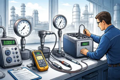 Calibração RBC de instrumentos industriais: manômetros, termômetros e sensores de temperatura