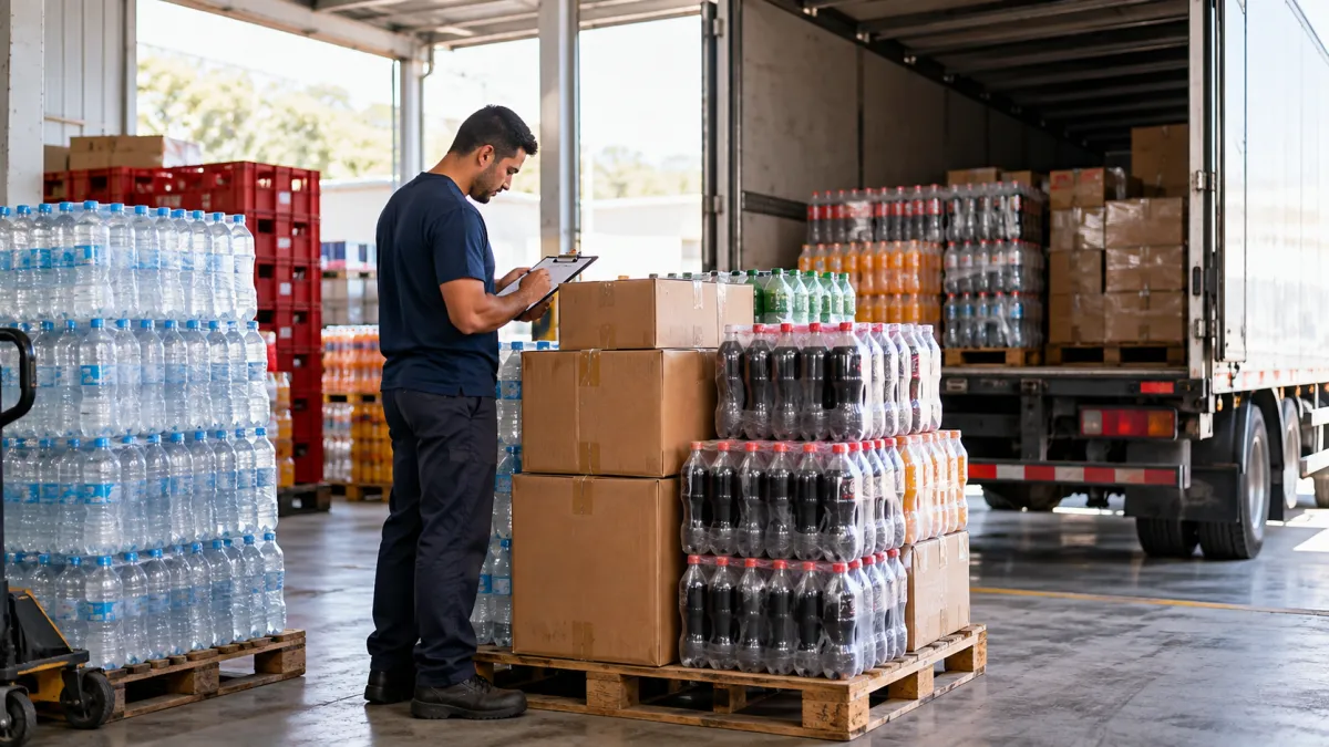 Conferência de bebidas antes do carregamento