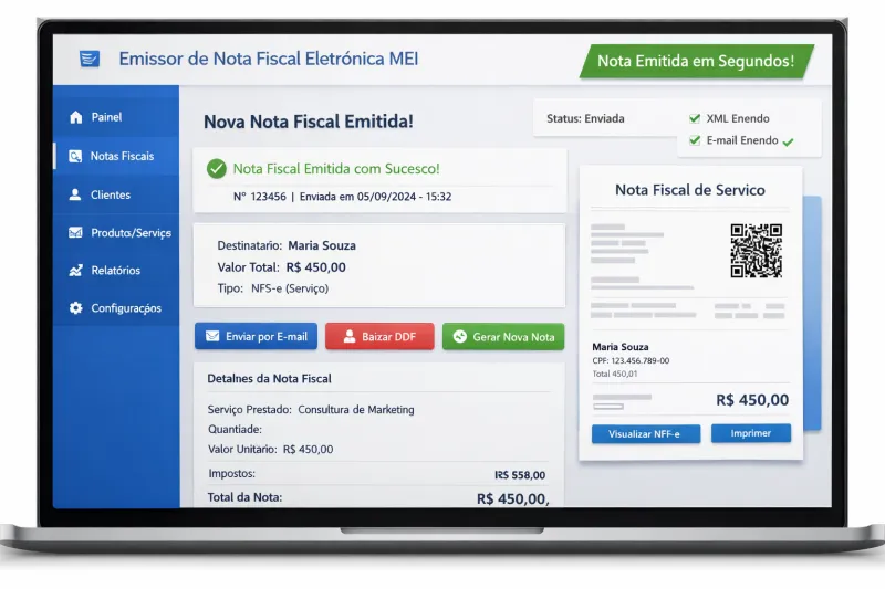 Emissor de nota fiscal eletrônica MEI automático: como emitir notas em segundos sem complicação