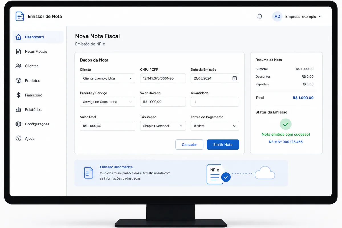 Emissor de Nota que Automatiza Seu Financeiro