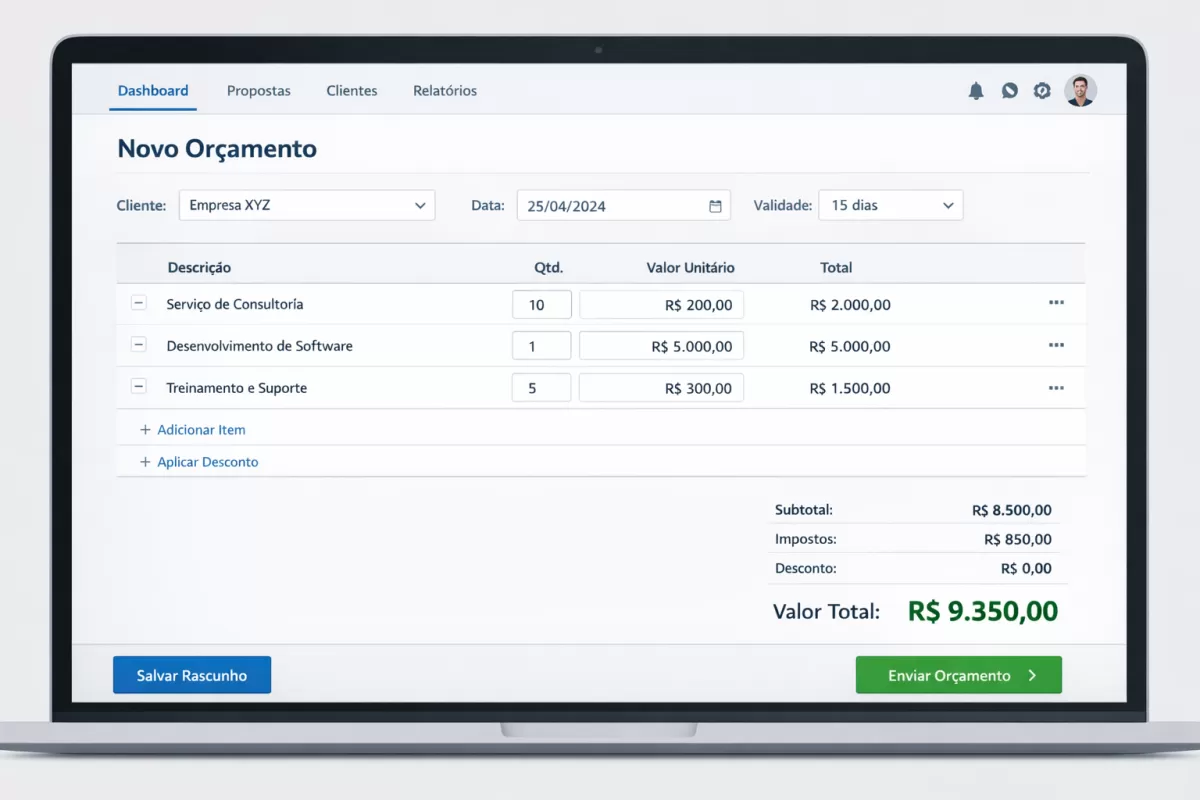 Sistema de Orçamento: Gere Propostas Profissionais em Minutos