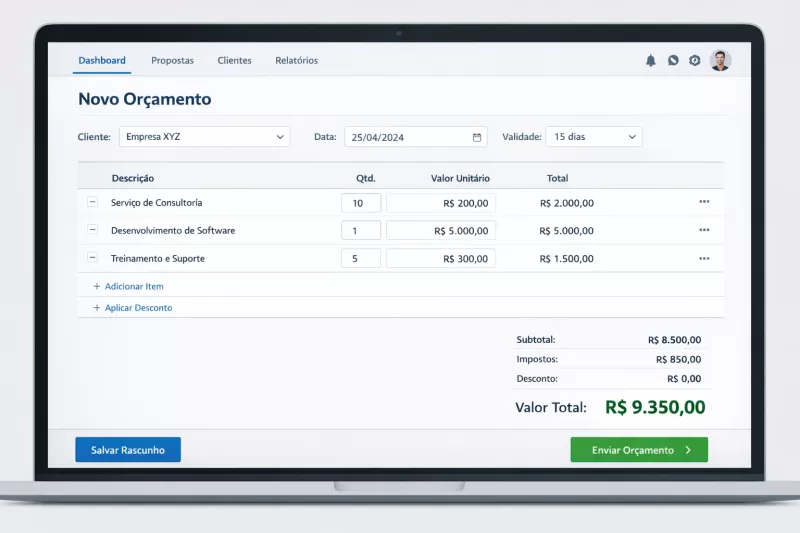 Sistema de Orçamento: Gere Propostas Profissionais em Minutos