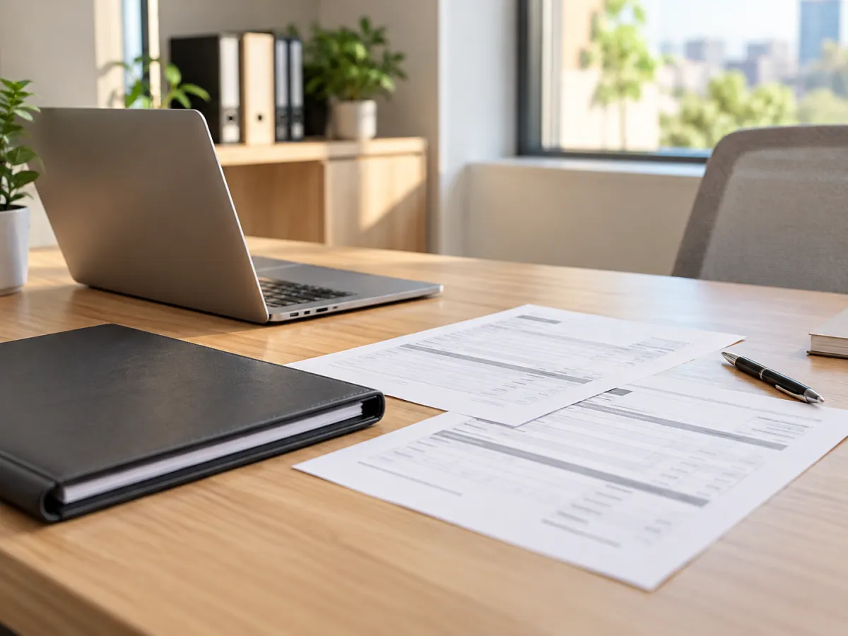 Notebook e documentos fiscais