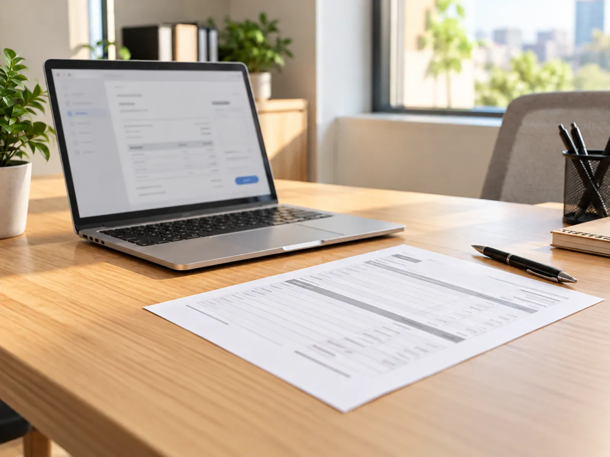 Notebook com formulário fiscal