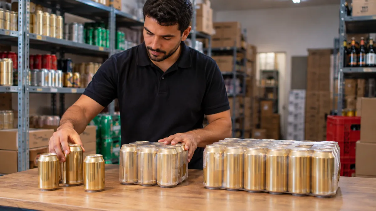 Visão de uma bancada de conferência de mercadorias