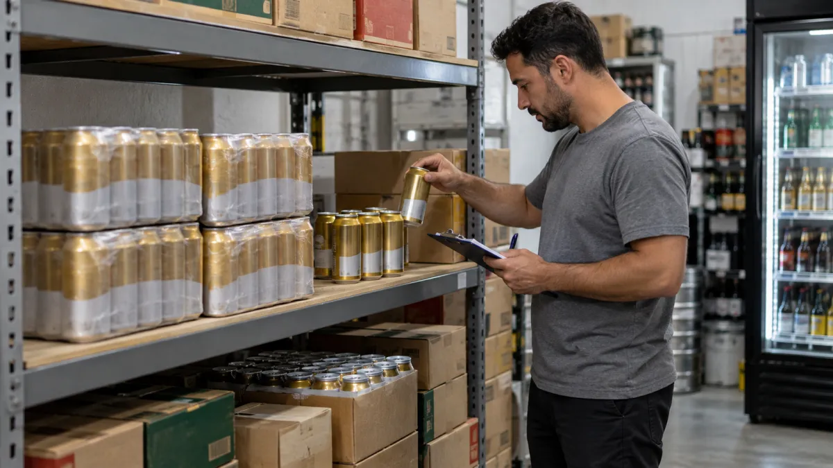 Conferência de estoque de cervejas e bebidas