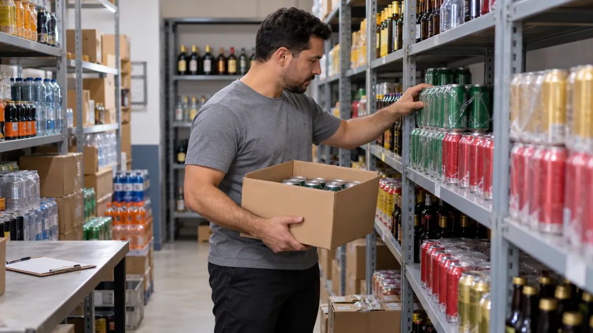 Conferência do estoque de bebidas utilizadas nos combos