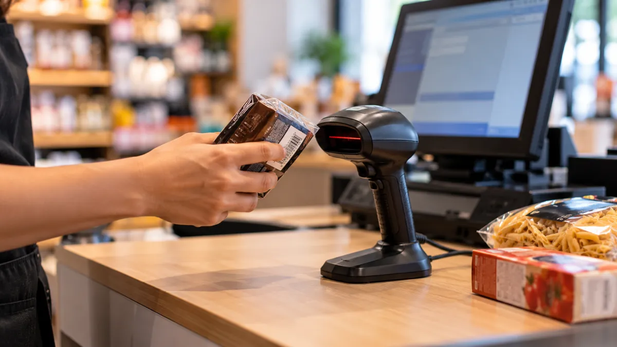 Escaneando compras no caixa